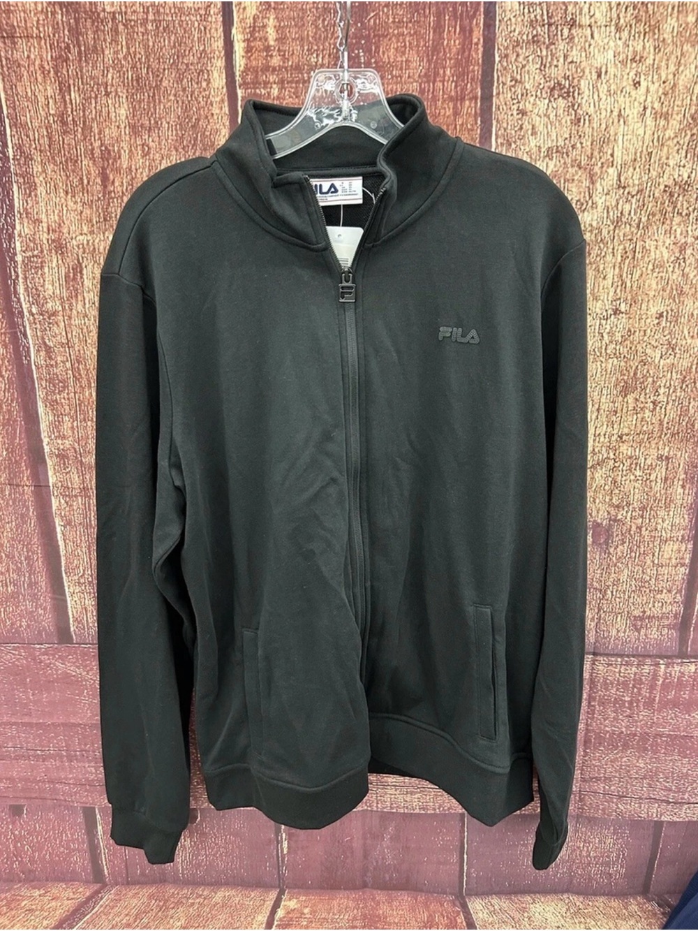 Large Fila Black Zip-Up Athletic Jacket